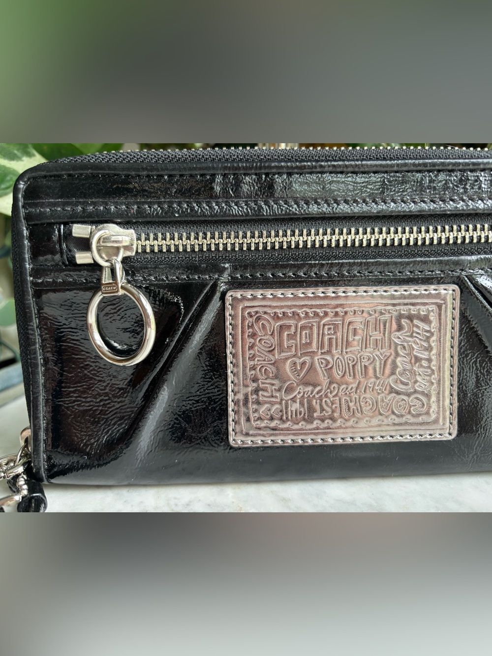 Coach Black Poppy Patent Leather Wristlet/Wallet - Picture 8 of 15